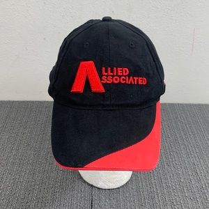 Allied Associated Baseball Hat Mens Adjustable Black Red Raymond Strapback Cap